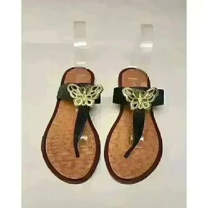Women's Flip Flops Thong Slip On Casual Butterfly Decoration Sandals Shoes 8.5